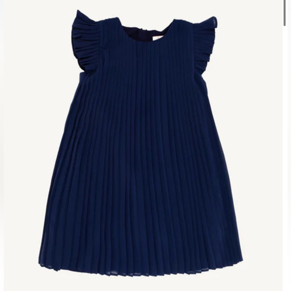 The Beaufort Bonnet girls Piper Pleated Dress Nantucket Navy size 5T 💙